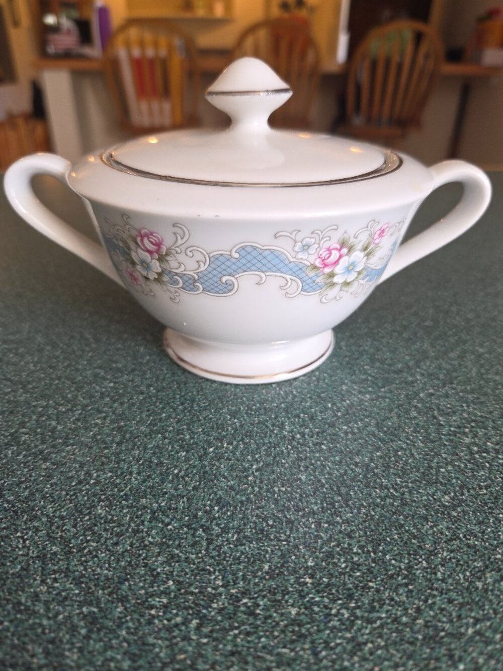 Vintage Happy Home China Rose Bud Sugar Bowl & Lid. Discontinued